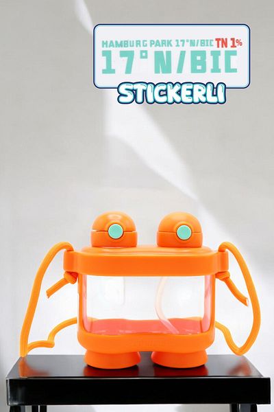 M&B WATER BOTTLE 800 ml Cute Binocular Water Bottle - Double Lid Children's Water Bottle with Straw