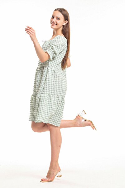 Sense Φόρεμα με γιακά με κορδόνι με πράσινο Gipeli - Elb33651