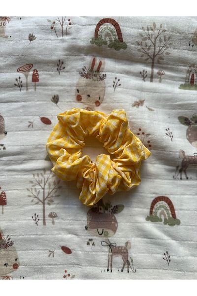 odaburada Yellow Color Gingham Women's Bagel Hair Clip