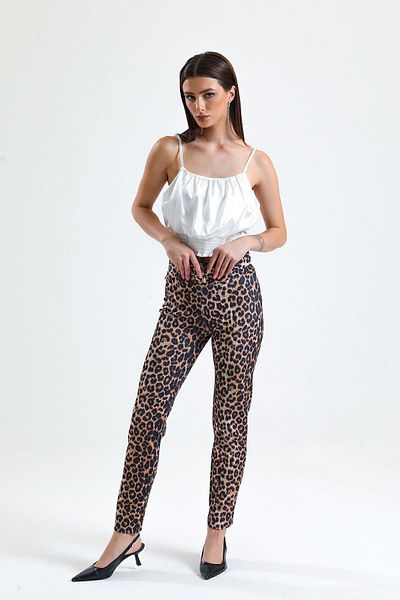 Sense Snake Patterned Pencil Pants Leopard Pattern