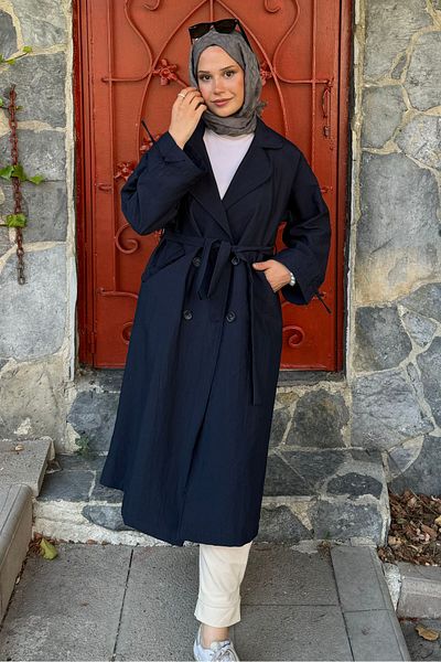 lurex moda Λεπτομερής δεμένη καμπαρντίνα με τσακισμένο μανίκι