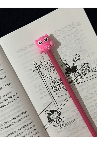 odaburada Cute Pencil Ornament-Pencil Head with Pink Owl Figure