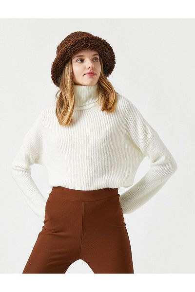 Koton Turtleneck Ribbed Oversize Knitwear Sweater