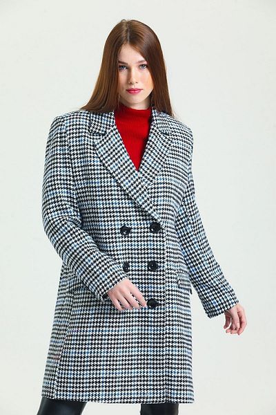 Sense Palton căptușit cu 6 nasturi |   Kbn34605 Black Saks Picioare de gâscă