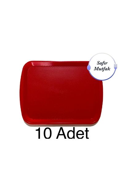 safir plastik 10 Pieces 27x35 Cm Red Fast Food Tray, Serving Tray, Presentation Tray (medium)