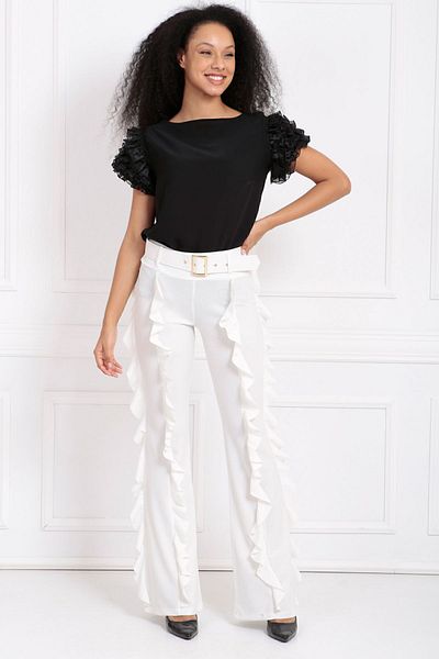 Sense Ecru Scuba Crepe Crepe Trousers - Spanish Leg, Pnt33410