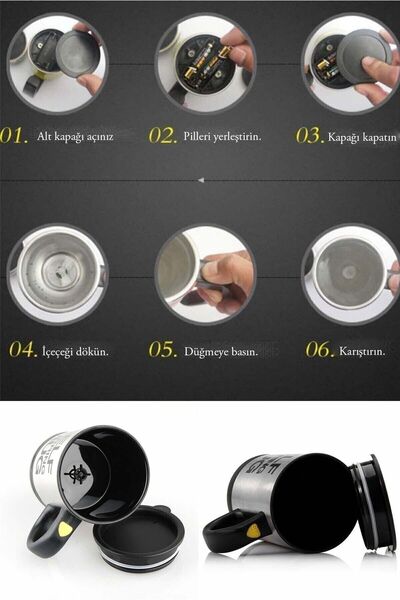 Patladı Gitti كوب ترمس ذاتي التحريك، كوب ذاتي التحريك - أسود Glrshop