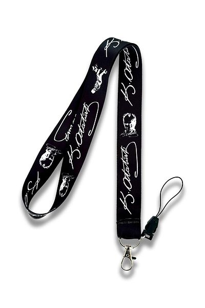 PABALAS Black Neck Lanyard Strap with Kemal Atatürk Signature and Portrait - Card Holder and Phone Strap