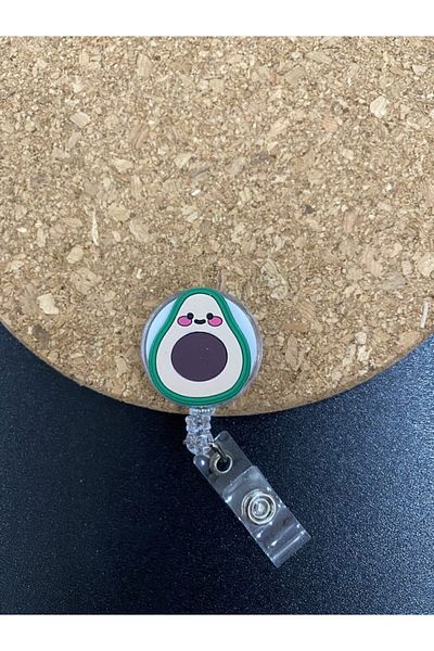 odaburada Yoyo Name Badge Holder with Avocado Fruit Figure