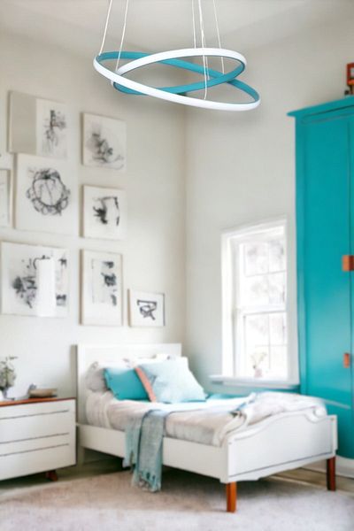 Fer Avize Modern Turquoise Colored Axes Chandelier - Set of 2 for Bedroom, Living Room, Children's Room and Kitchen