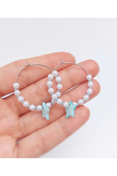 REN AKSESUAR Blue Pearl Earrings
