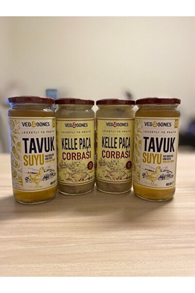 Veg&Bones Tavuk Suyu Çorbası Ve Kelle Paça Çorbası 4 Adet.