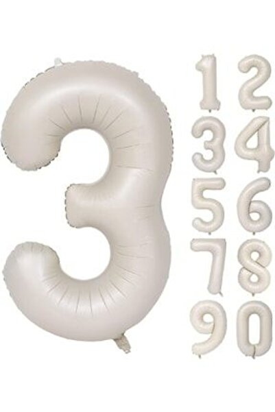 Genel Markalar 3 Yaş 74 Cm Krem Rakam Folyo Balonu Büyük Boy