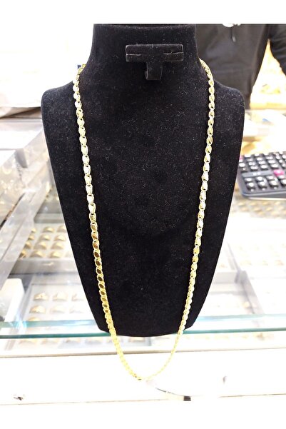 Fancy Accessoires 22 Ayar Has Altın Kaplama Pullu Arpa Zincir Kolye - 80cm