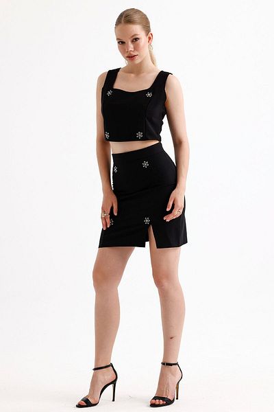 Sense Black Skirt and Blouse Set - Tkm35862 Set of 2