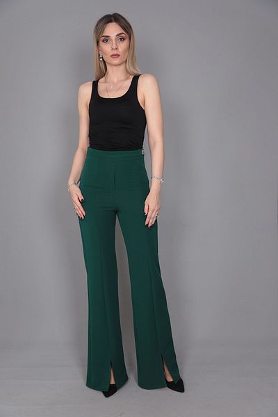 ÖNDER ÖZSOY Slit Flared Leg Trousers-green