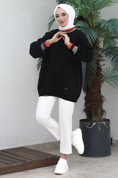 Egelite Turtleneck Hijab Knitwear Tunic - Balloon Sleeve Winter Tunic
