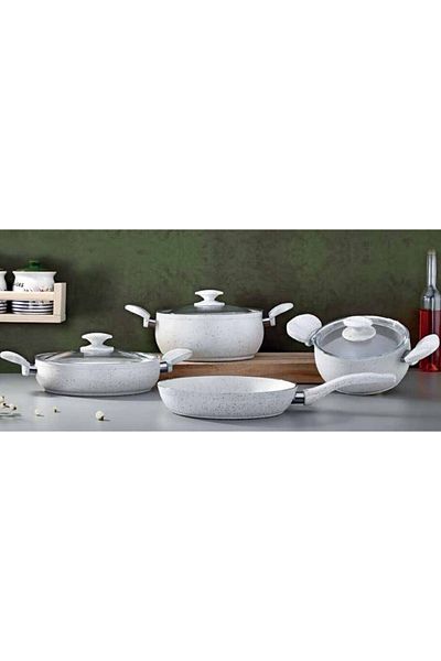 Remetta Granite Zita 7 Piece Cookware Set White