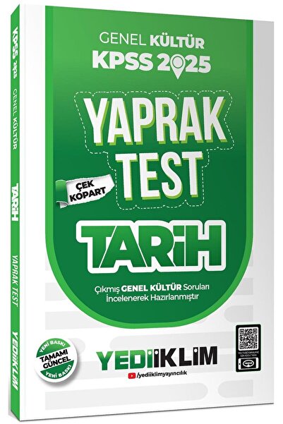 Yediiklim Yayınları 2025 KPSS Genel Kültür Tarih Çek Kopart Yaprak Test