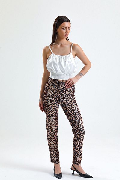 Sense Snake Patterned Pencil Pants Leopard Pattern