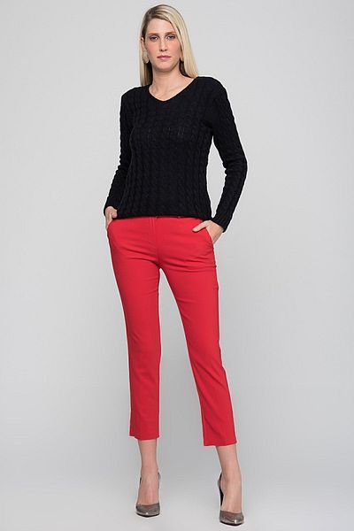 Sense Plus Size Trousers| Pnt17950 Red