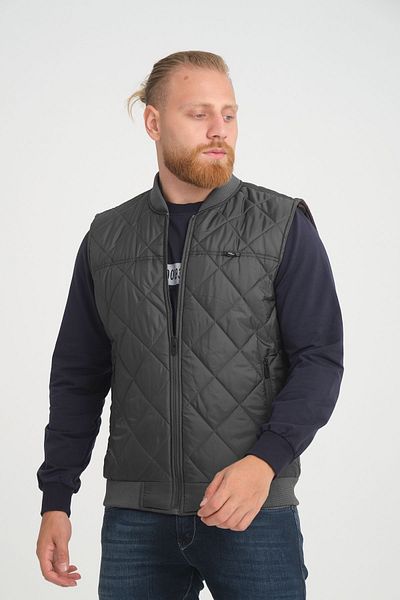 Wise Anthracite Men's Vest - Diamond Patterned and Ribbed