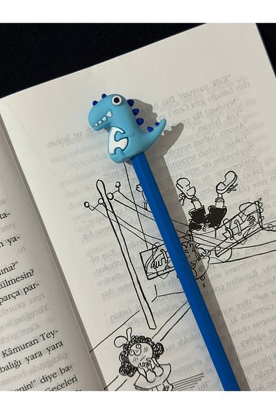 odaburada Blue Dinosaur Figure Cute Pencil Ornament-Pen Head
