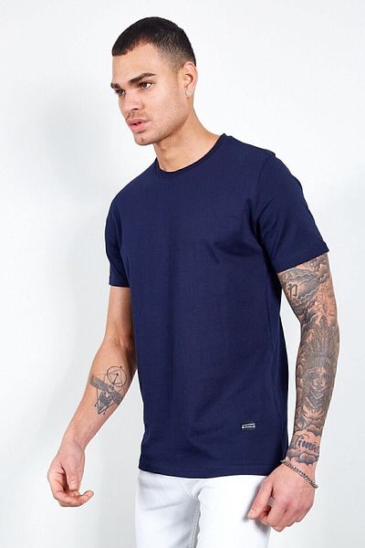 Manche Ανδρικό μπλουζάκι Navy Blue Basic - Mes 216959 -01