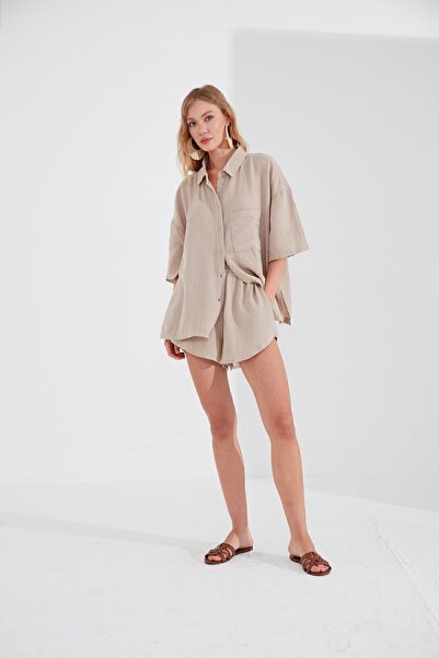 EDITION WOMAN Taş Müslin Kadın Rahat Kesim Şort | Ek1007205-7205