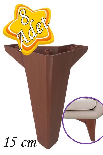 GLASWEN 8 Adet Serdivan 15 cm Ceviz Ahşap Desenli Lüx Mobilya Kanepe Sehpa Ün...