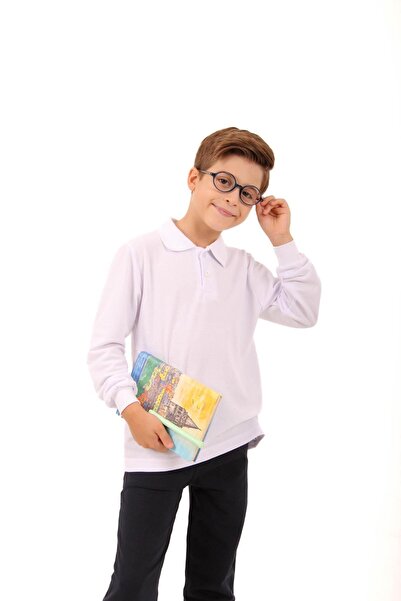 Perendi Λευκό μακρυμάνικο φούτερ για αγόρι με λαιμόκοψη