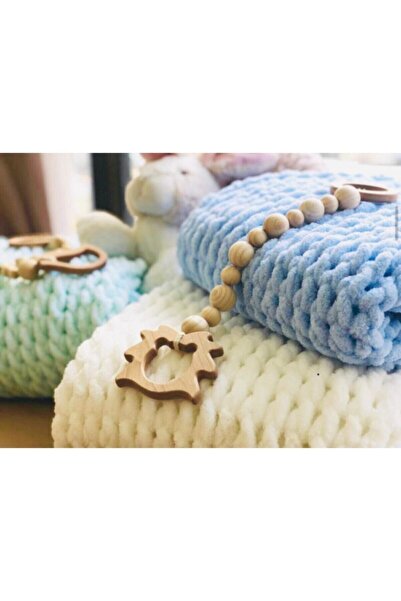 MATRAK HOME El Örgüsü Çok Amaçlı Wellsoft Bebek Battaniye Mavi