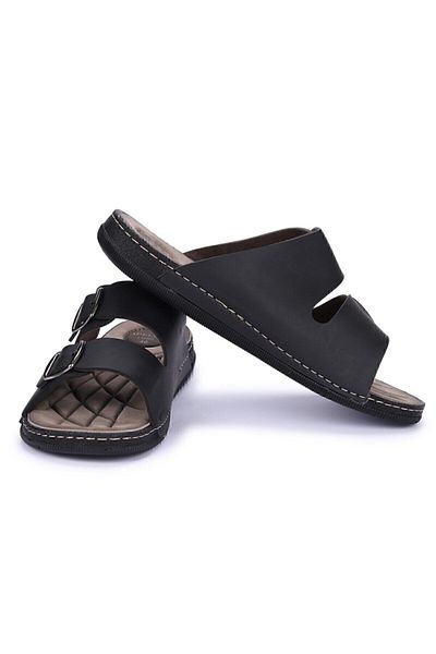 Apella King Size Large Size Black Men's Orthopedic Slippers 46-47