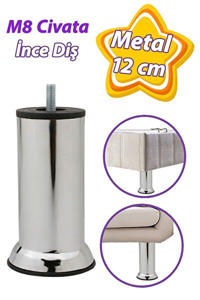 GLASWEN Metal Destek Ayağı 12 Cm Krom Mobilya Kanepe Baza Koltuk Ünite Ayakla...