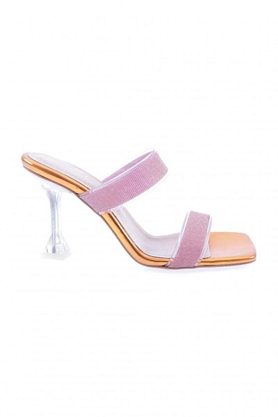 DGN 5155-23y Damen-Hausschuhe mit transparentem Glitzerband und Absatz