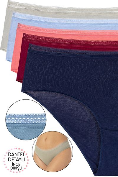 Humaone Pastel Colored 5-Piece Bato Panties - Navy, Baby, Blue, Anthracite, Claret Red