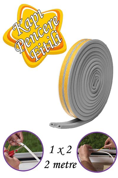 GLASWEN 1x2=2 Meters Door Window Tape Gray Wick Adhesive Cold Insulation Tape