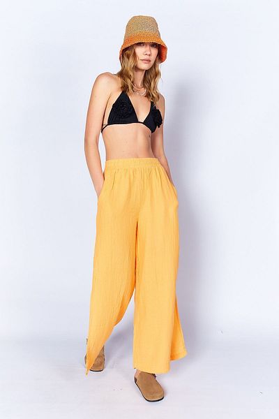 EDITION WOMAN Orange Muslin Loose Slit Comfortable Trousers - Additional100667009-7009