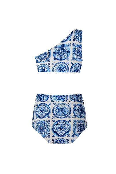 Nur Karaata Helianthus Bleu Blanc Low Waist Bikini Set