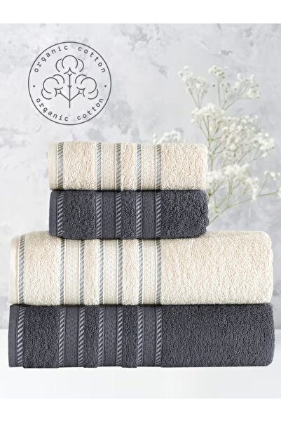 ShineARS Shine 4 Parça Ekstra Yumuşak Banyo Havlu Seti Hamam Takımı 50x90-100...