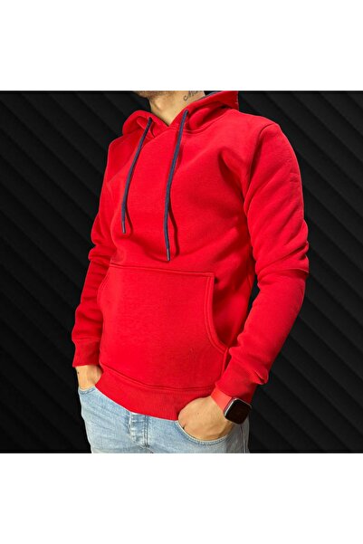 Bossisa 3 Thread Raised Compak Fabric Unisex Hooded Kangaroo Pocket Sweatshirt