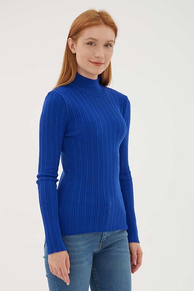 Fashion Friends Saks cu jumatate de pulover cu guler rocos