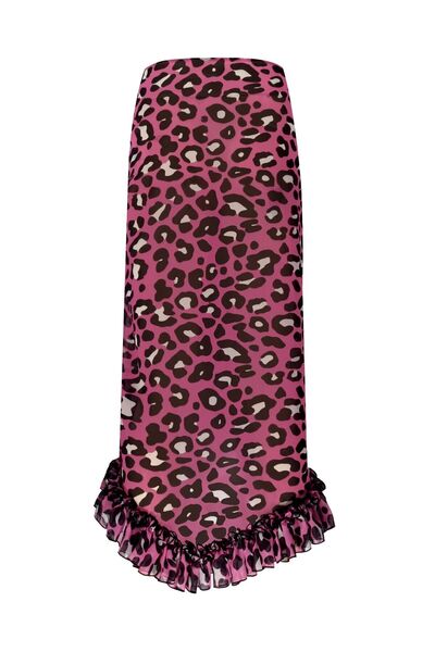 Nur Karaata Lily Long Pink Leo Pareo Skirt