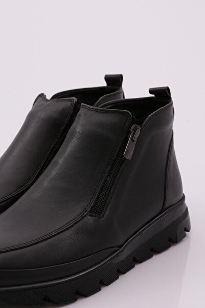 DGN 1059 Γυναικείες μπότες με φερμουάρ Μαύρο γνήσιο δέρμα