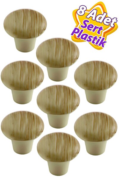 GLASWEN 8 bucăți de ciuperci din plastic dur - mâner din fag pentru dulap, mo...