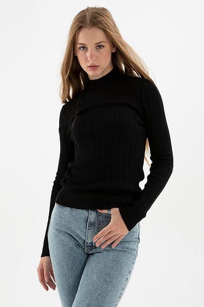 Fashion Friends Pulover pe jumătate cu gât negru