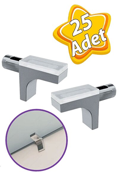 GLASWEN Raf Pimi Düz Vantuzlu Cam Ahşap Metal Raf Tutucu Çivisi Mobilya Dolap Pimi (25 Adet)