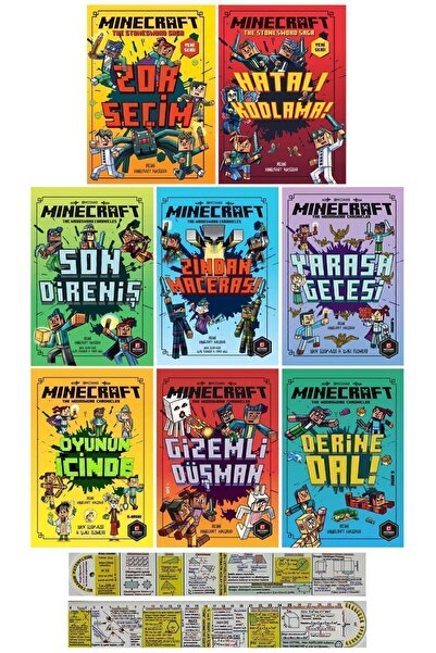 XLibris Minecraft 8 Kitap Roman Seti / Zor Seçim+Hatalı Kodlama+Son Direniş+Zindan Macerası + Cetvel