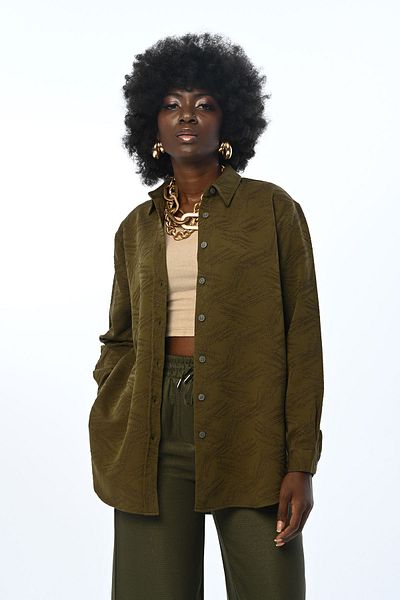 Orfeo Negro Cămașă oversize pentru femei cu model argintiu