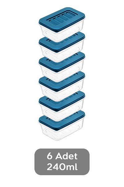 Meleni Home 6-Piece Refrigerator Organizer - Microwave and Diffuser Convenient Storage Container - 6X240Ml Blue